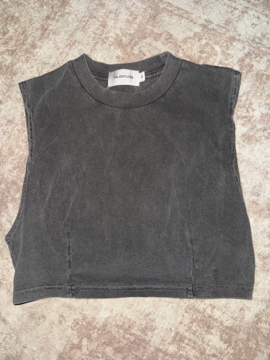 TALENTLESS Tops - TALENTLESS Washed Dark Grey Cropped Muscle Tank -Small